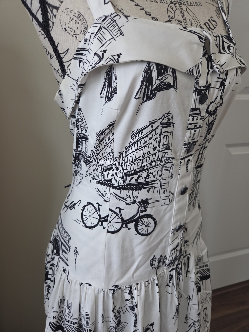 Karl Lagerfeld White Maxi Dress with Black City Print - Picture 4 of 15